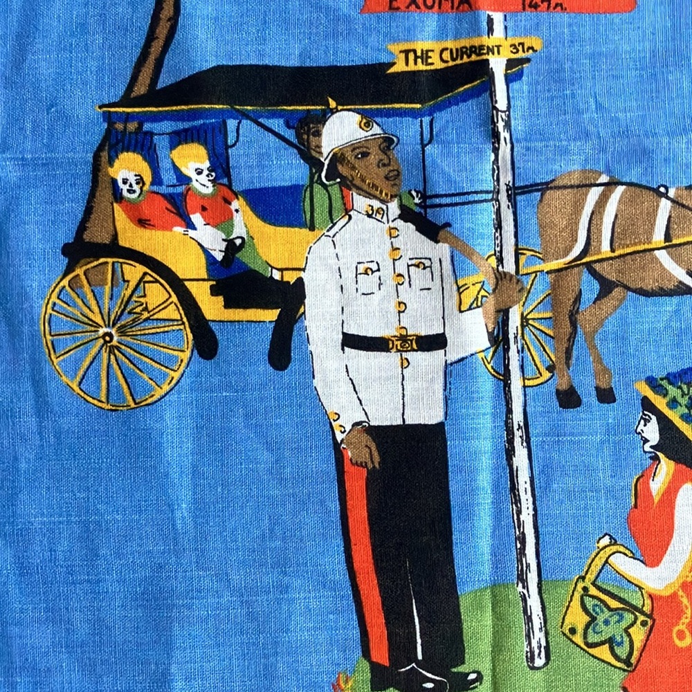 Vintage dead stock linen tea towel souvenir Nassau Bahamas 60s 70s - Picture 4 of 16